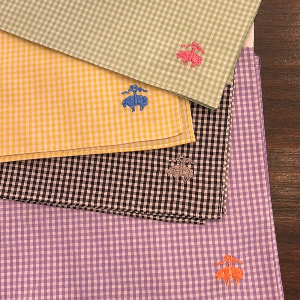 BROOKS BROTHERS GINGHAM CLASSIC POCKET SQUARES / MENS SIZE 32CM / 13 x 13